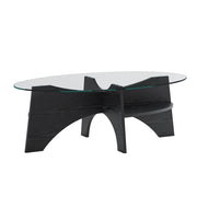 TAVOLINO Ovale in Vetro di Sicurezza 104,9 x 60 x 35,6 cm Nero/Trasparente