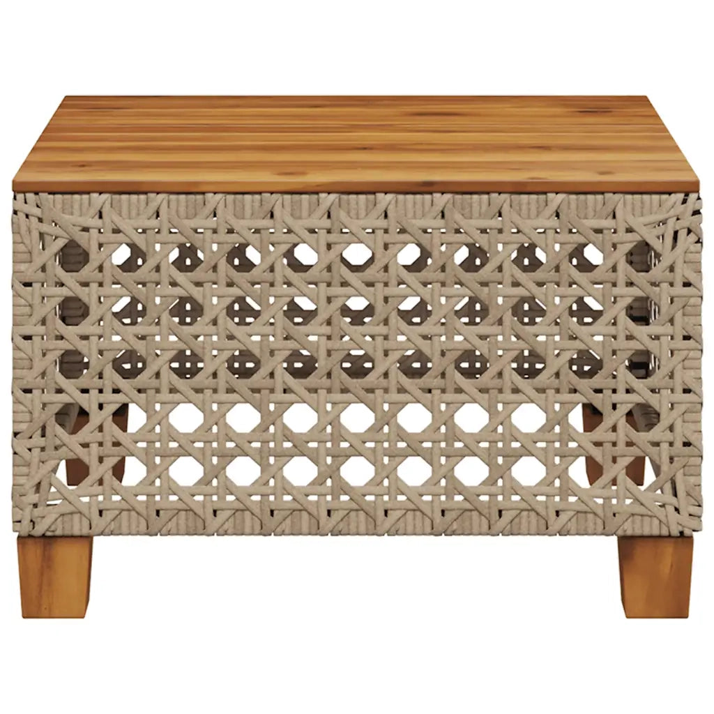 Tavolo da Giardino Beige 55x55x36 cm Polyrattan e Legno Acacia 365931