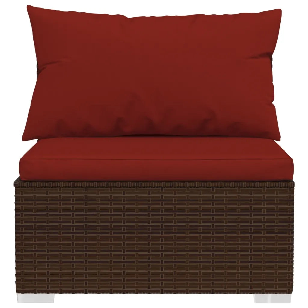 Set Divani da Giardino 9 pz con Cuscini in Polyrattan Marrone 3102259