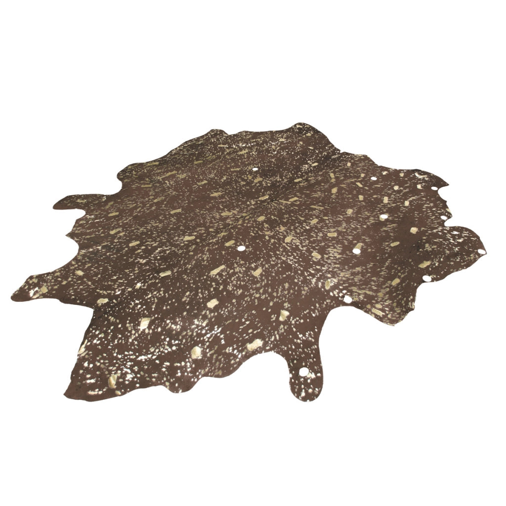 Tappeto Glam 110 in vera pelle bovina marrone e oro