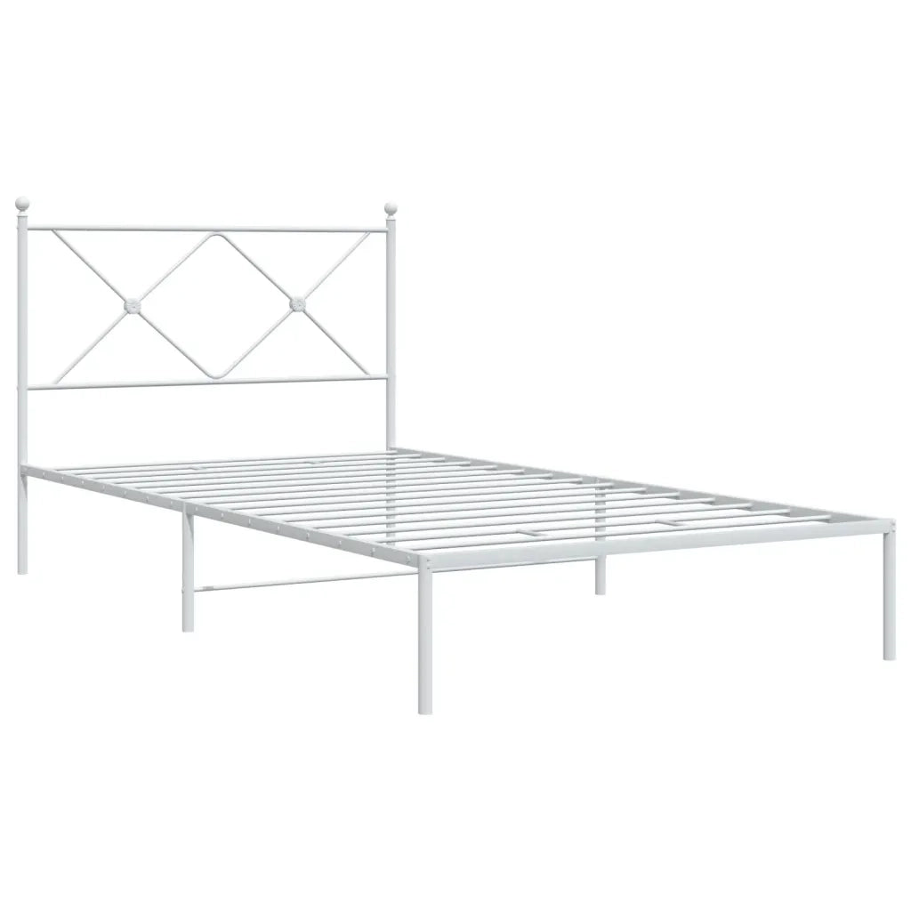 Giroletto con Testiera Metallo Bianco 100x190 cm 376545