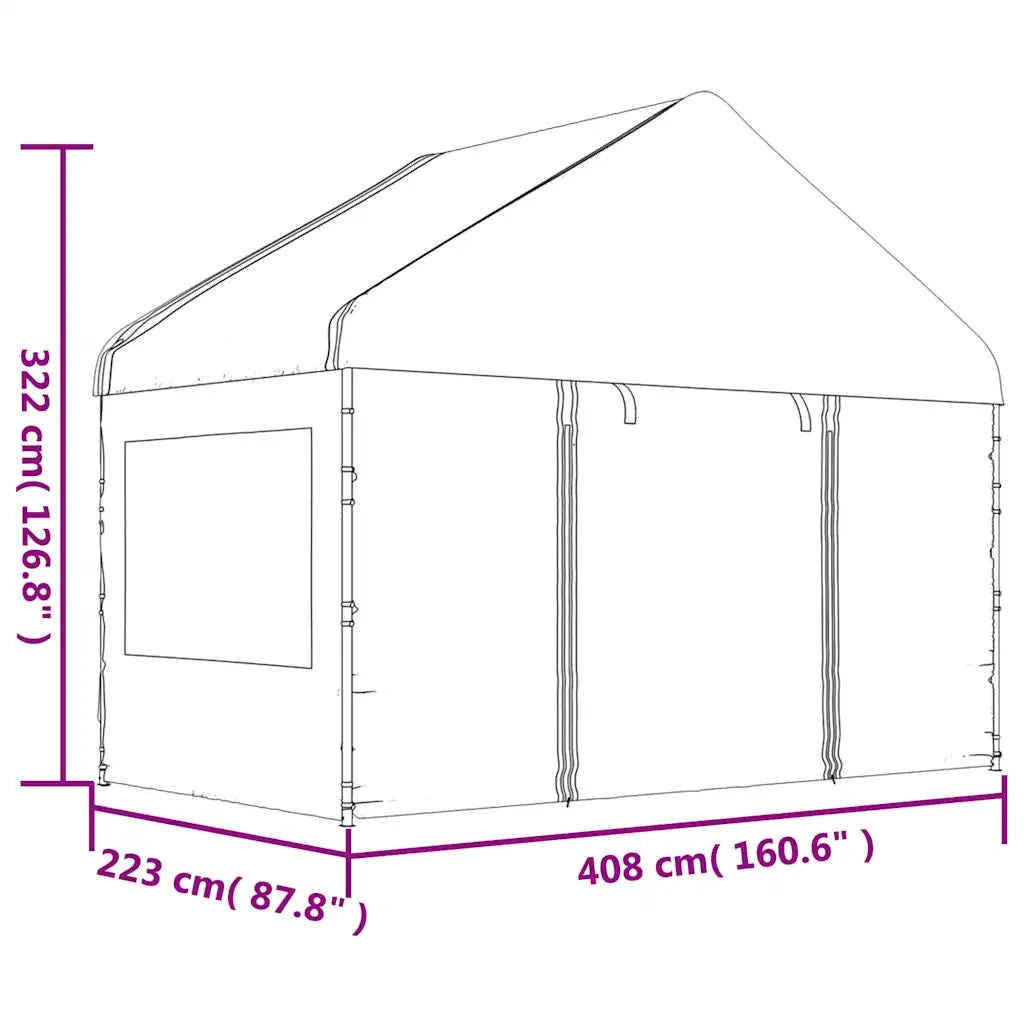 Gazebo con Tetto Bianco 8,92x4,08x3,22 m in Polietilene 3155488