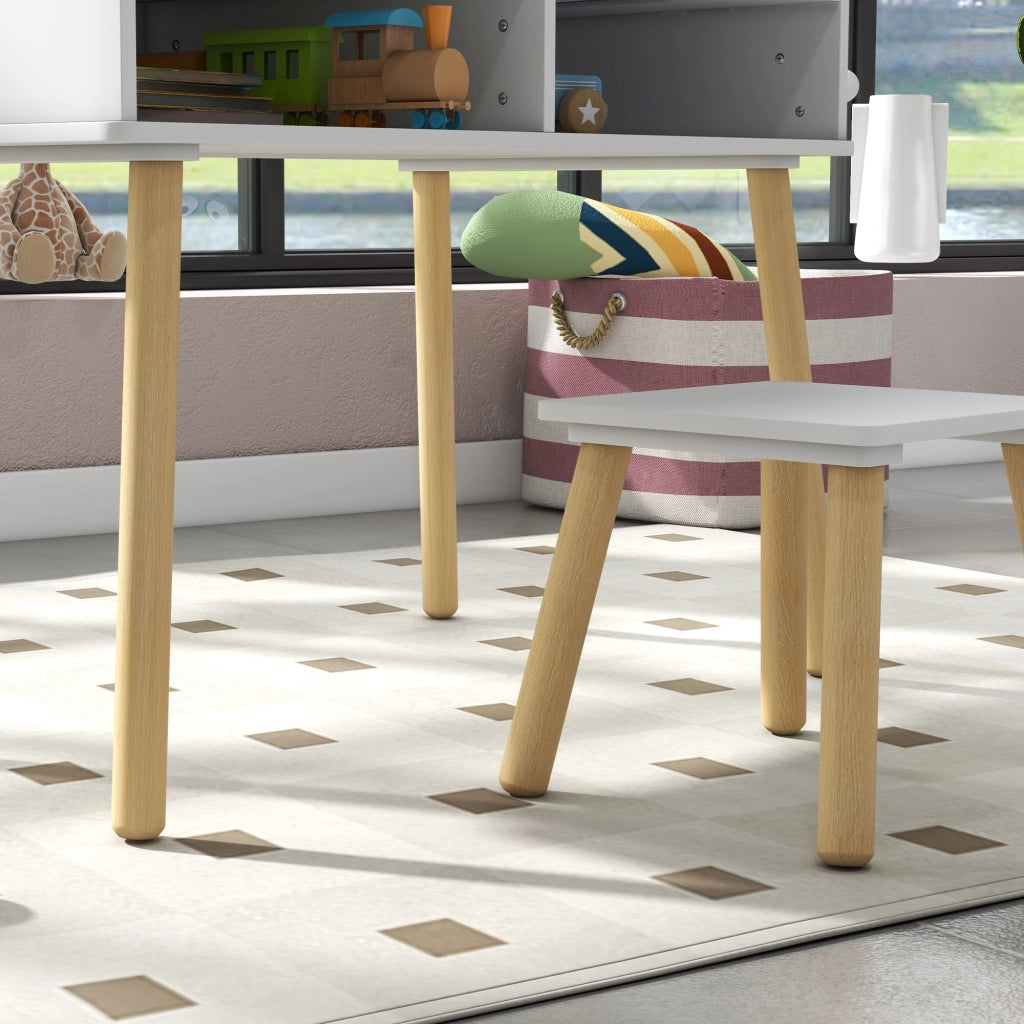 Tavolino Bambini con Sgabello e Piano Reversibile ¨C zephmum ¨C Bianco