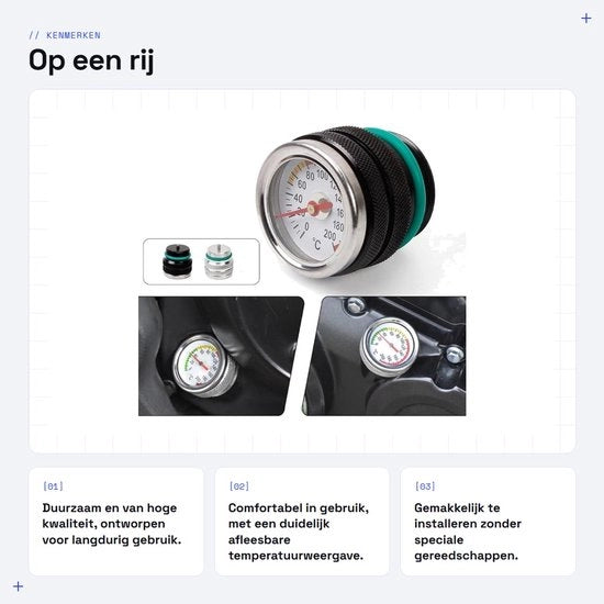 Indicatore di Olio di Alta Qualità - Visualizzazione Temperatura Olio Motore - Lega di Alluminio - Installazione Frontale - Compatibile con W650/W400/W800 - Facile da Installare - Termometro per Motocicletta