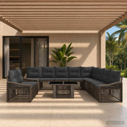 Set Divano da Giardino 11 pz Grigio e Grigio Scuro polyrattan 3437273