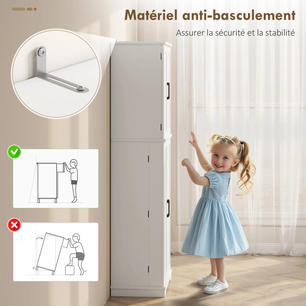 Armadio da cucina ¨C zephmum ¨C 4 porte, 10 ripiani, bianco, 60x35x162cm