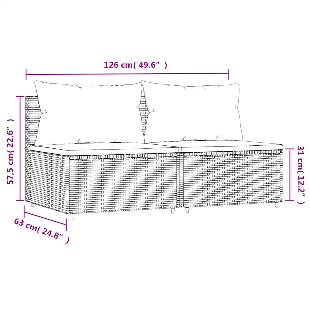 Divani Centrali da Giardino con Cuscini 2pz-Sofa da giardino Polyrattan Marrone