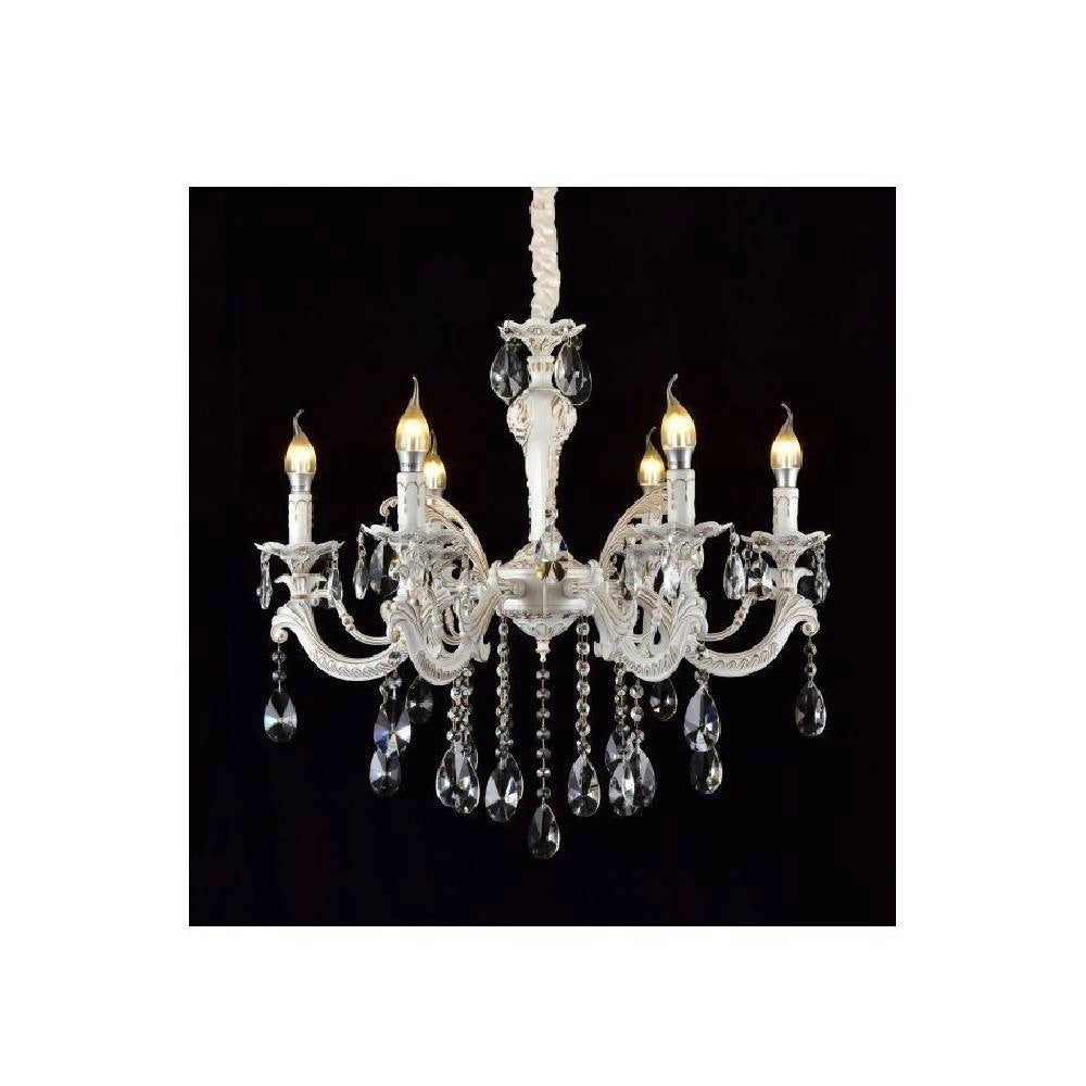 Trade Shop - Lampadario Soffitto Classico 6 Bracci Attacco E14 Vetro Effetto Cristallo A01-6 -