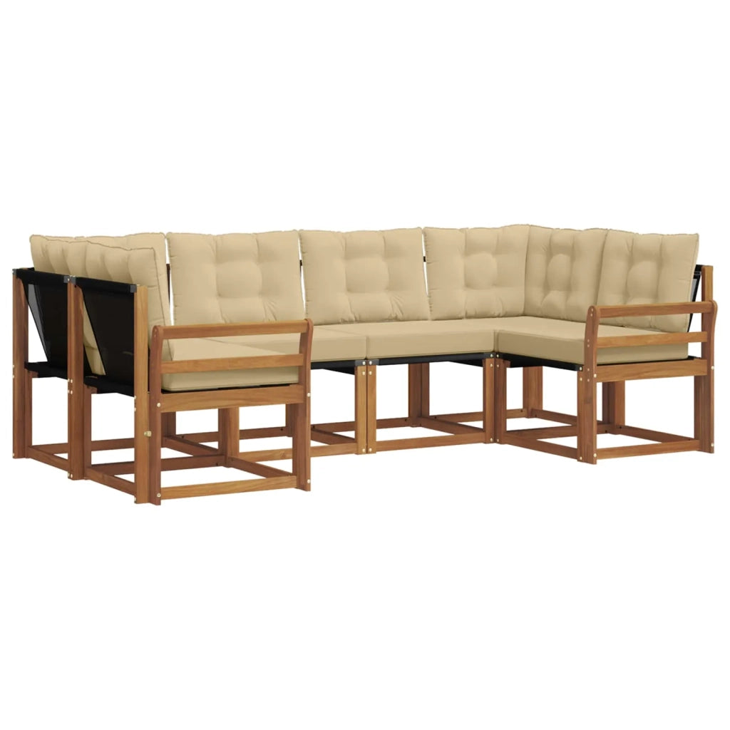 Set di divani da esterno con cuscino 6 pcs Naturale e Beige