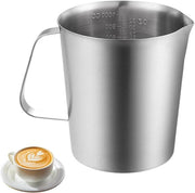 Bicchiere di Acciaio Inossidabile 1000 ml con Marcatura di Misura - Sfumettatore Manuale per Barista - per Cappuccino, Latte e Espresso