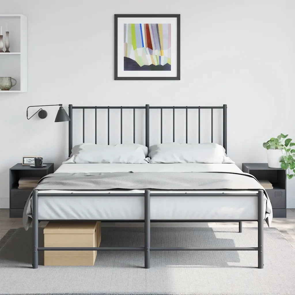 Set di 2 Comodini | Armadio da Notte | Mobiletto da notte Antracite 34,5x39x44 cm in Acciaio