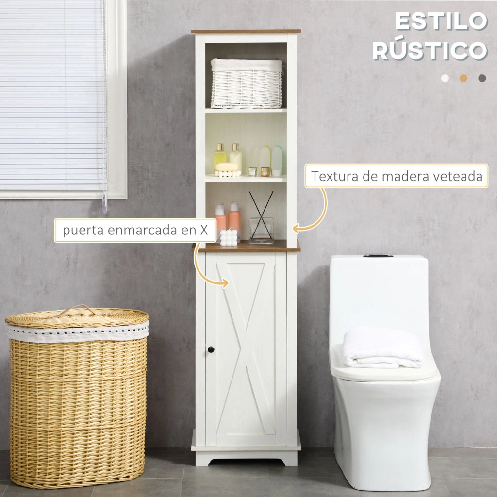 Mobile Colonna Bagno con 3 Ante e Ripiano Regolabile ¨C Minimal ¨C 39.5x30x160 cm Bianco