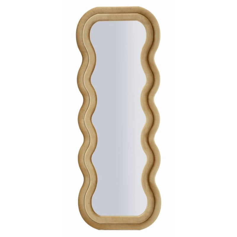 Specchio Da Muro Emily Velluto Oro cm 60x6x160 (misura Specchio cm 42x144)
