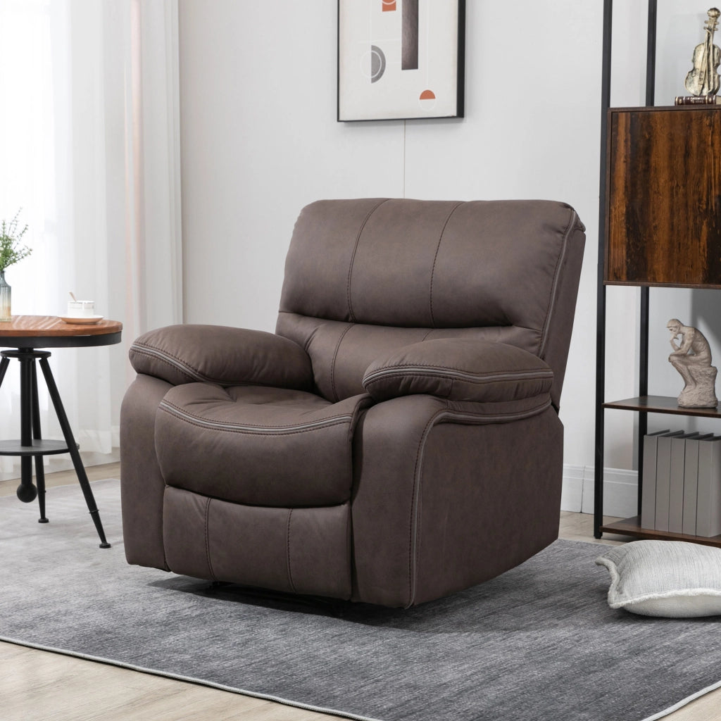 Poltrona Reclinabile Relax con Poggiapiedi in Microfibra ¨C Zephmum ¨C Marrone 97x90x96 cm