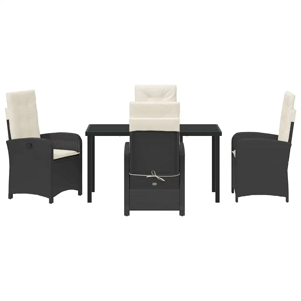 Set da Pranzo per Giardino con cuscino 5 pcs Nero polyrattan 3380255