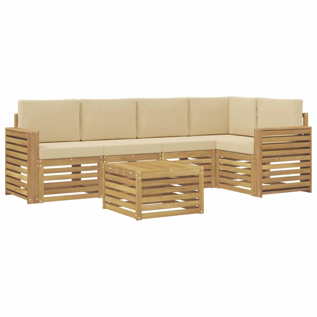 Set di divani da esterno 6 pcs Bianco e Beige 59 x 59 x 37 cm 3391883