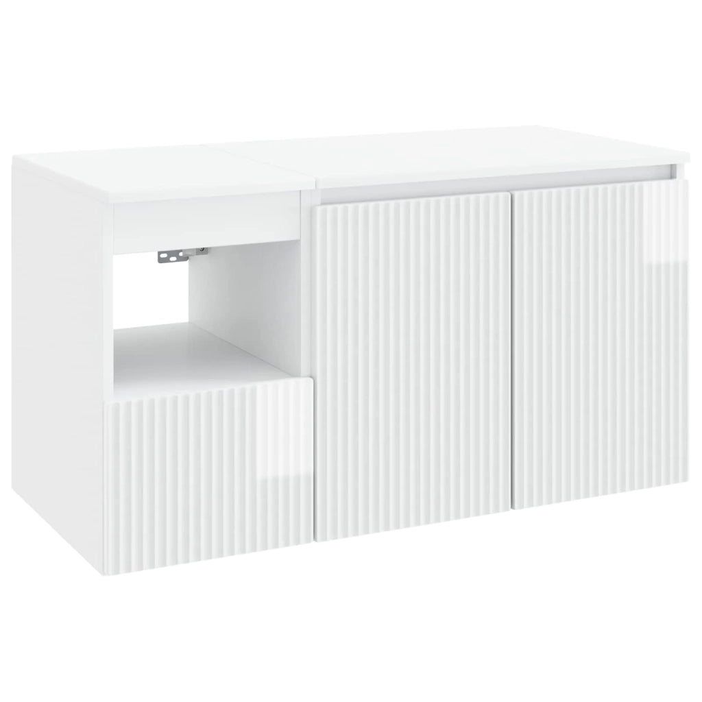 Set di mobili per il bagno 2 pz Bianco Lucido 3404118