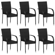 Sedie da giardino Impilabili 6 pz | Sedie da Esterno in Polyrattan Nere