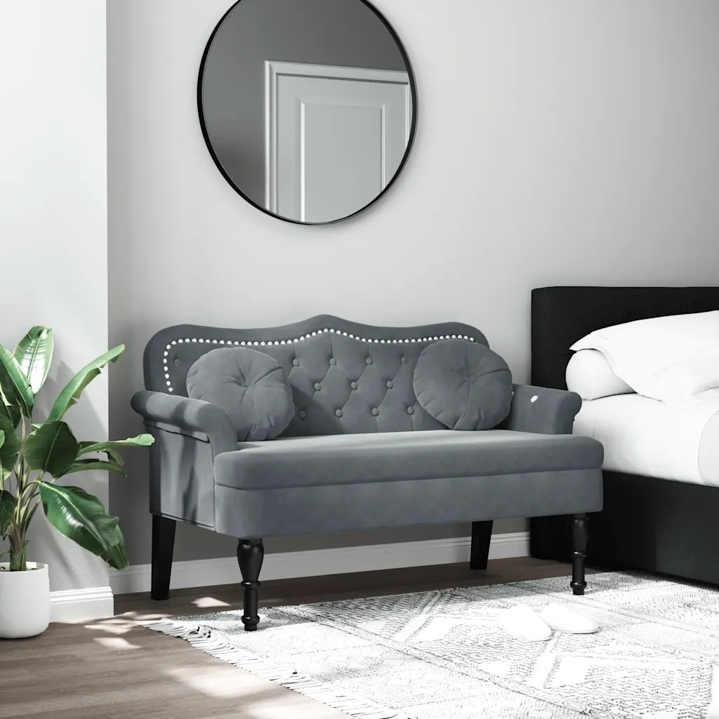 Panca con Cuscini Grigio Scuro 120,5x65x75 cm Velluto 372141