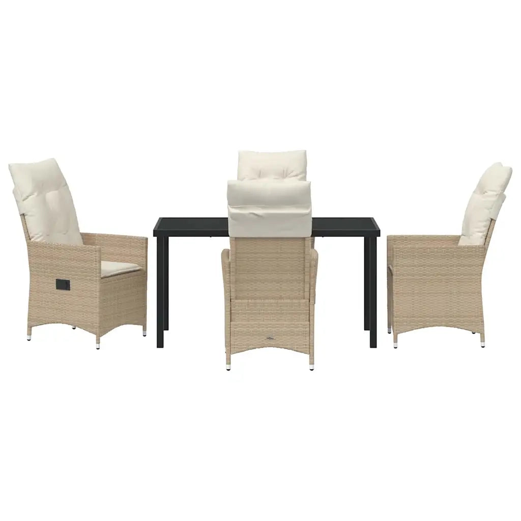 Set da Pranzo per Giardino con cuscino 5 pcs Beige polyrattan