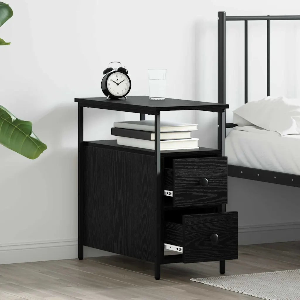 Comodino | Armadio da Notte | Mobiletto da notte Rovere nero 30 x 60 x 60 cm Legno multistrato