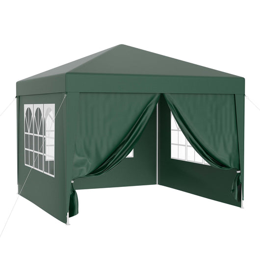 Gazebo 3 x 3 m in verde con protezione UV 50+, tendone da giardino con pareti laterali rimovibili, tenda da festa con finestre, ad esempio per terrazze e festival