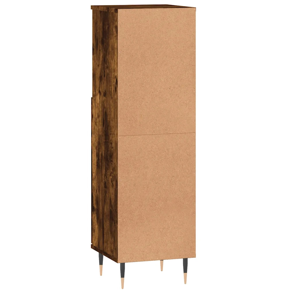 Mobiletto da bagno con ripiani a vista design industriale 30 x 30 x 100 cm legno di rovere affumicato 02_0049000