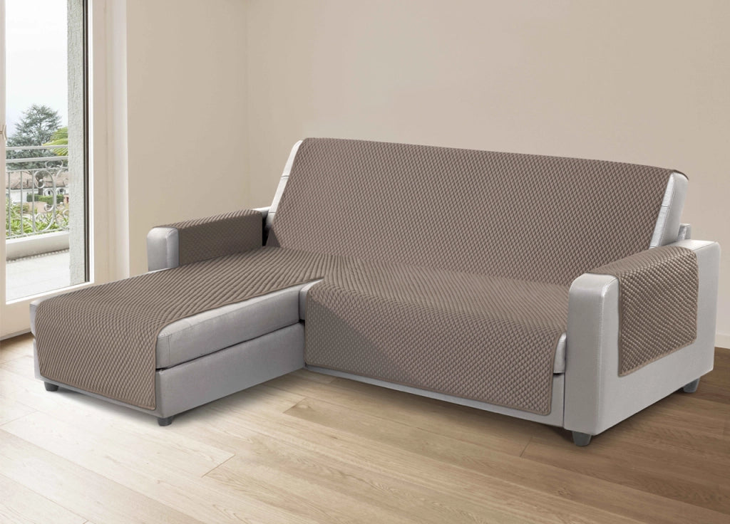 Copridivano Per Divani Con Penisola Lato Destro Modello Sphere Tortora - 280 cm - Tortora