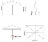 Ombrellone da Giardino 2,5x3,5 m Palo Ø57 mm in Legno Telo in Acrilico Ecrù