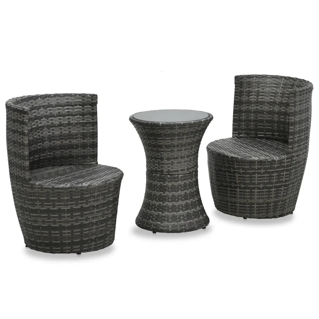 Set da Bistrot 3 pz con Cuscini in Polyrattan Grigio cod mxl 44591