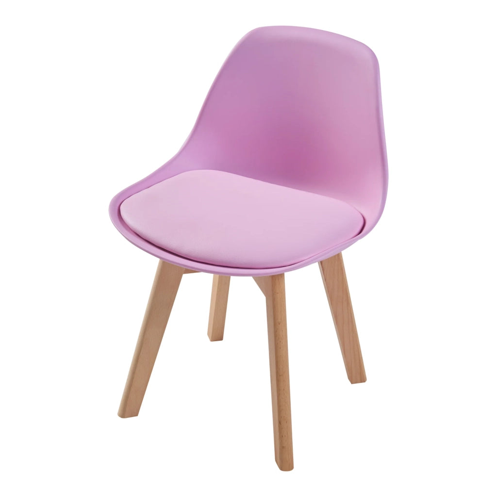 Set di 2 sedie per bambini rivestite in similpelle PU e plastica color faggio rosa 03_0010575
