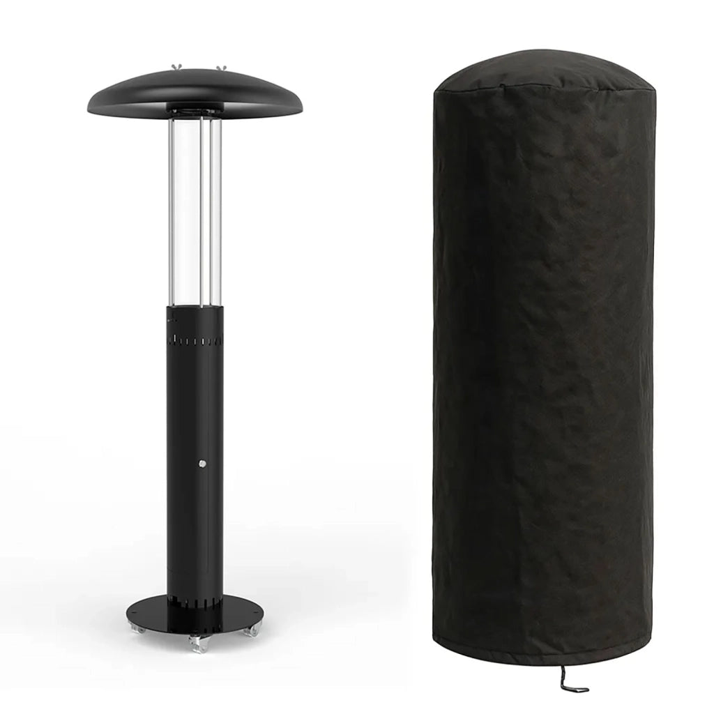 Stufa a Fungo a Pellet Max 7kW Struttura con Vetro Protettivo Lumea Nero