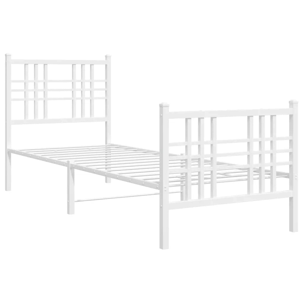 Giroletto con Testiera e Pediera-Struttura Letto Metallo Bianco 80x200 cm 898655
