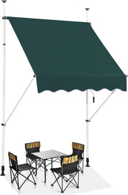 Tenda da Sole per Esterno, Tenda da Sole a Morsetto per Balcone con Struttura Telescopica e Tessuto Resistene ai Raggi Solari, Regolabile in Altezza e in Angolazione (150 cm,Verde)