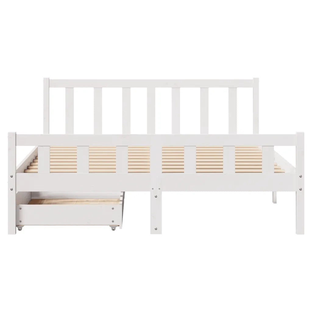 Letto senza Materasso Bianco 150x200 cm Legno Massello di Pino 3301582