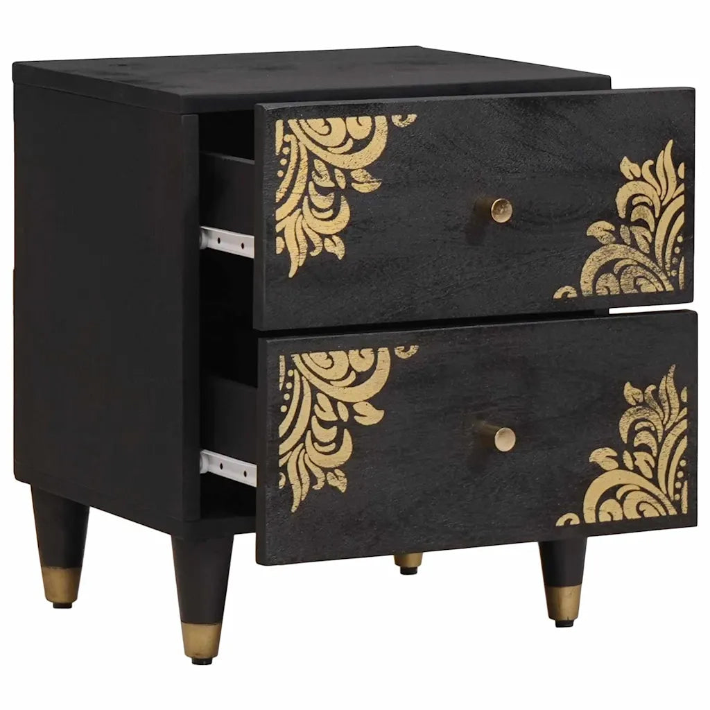 Armadio da Notte Nero 40 x 33 x 46 cm Legno di mango massello 4018806