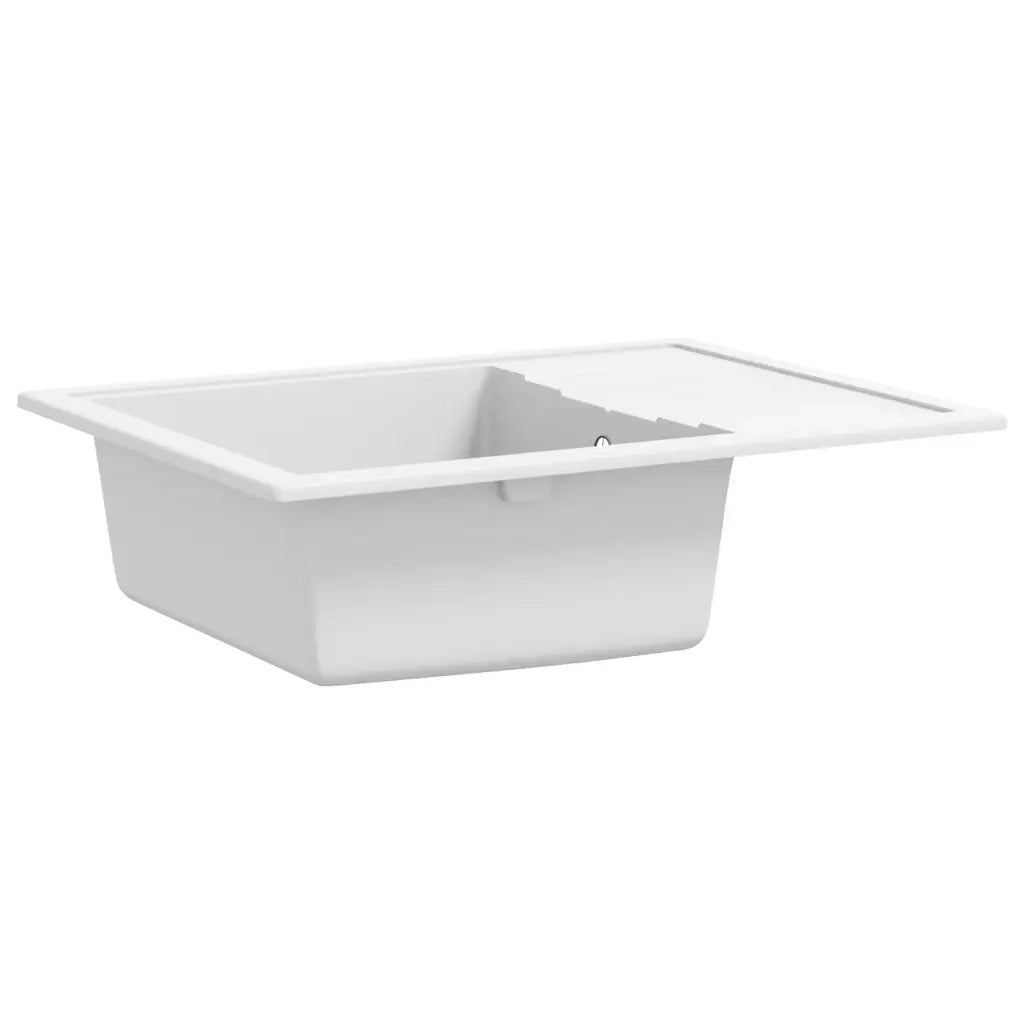 Lavello da Cucina con Foro Troppopieno Ovale Bianco in Granito 147104