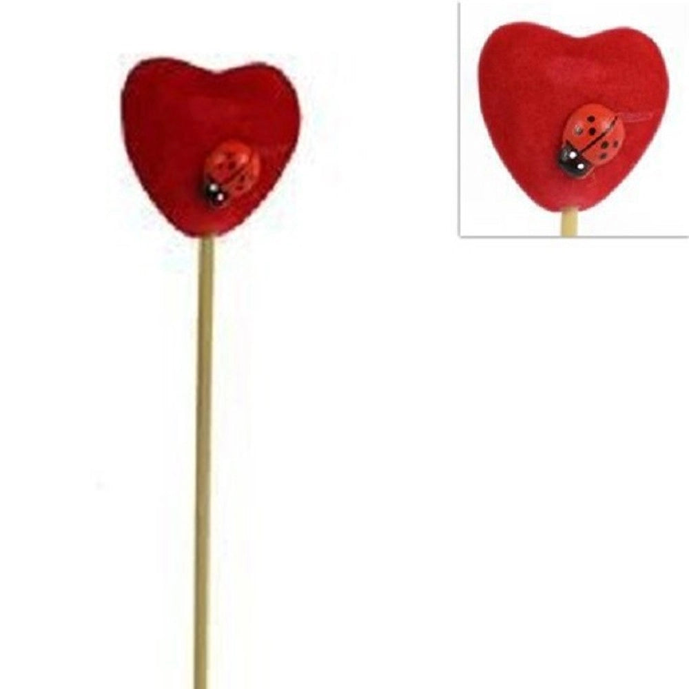 Trade Shop - Set 12 Pz Spilloni Con Cuore Rosso Coccinella 3x21x2cm Accessori San Valentino -