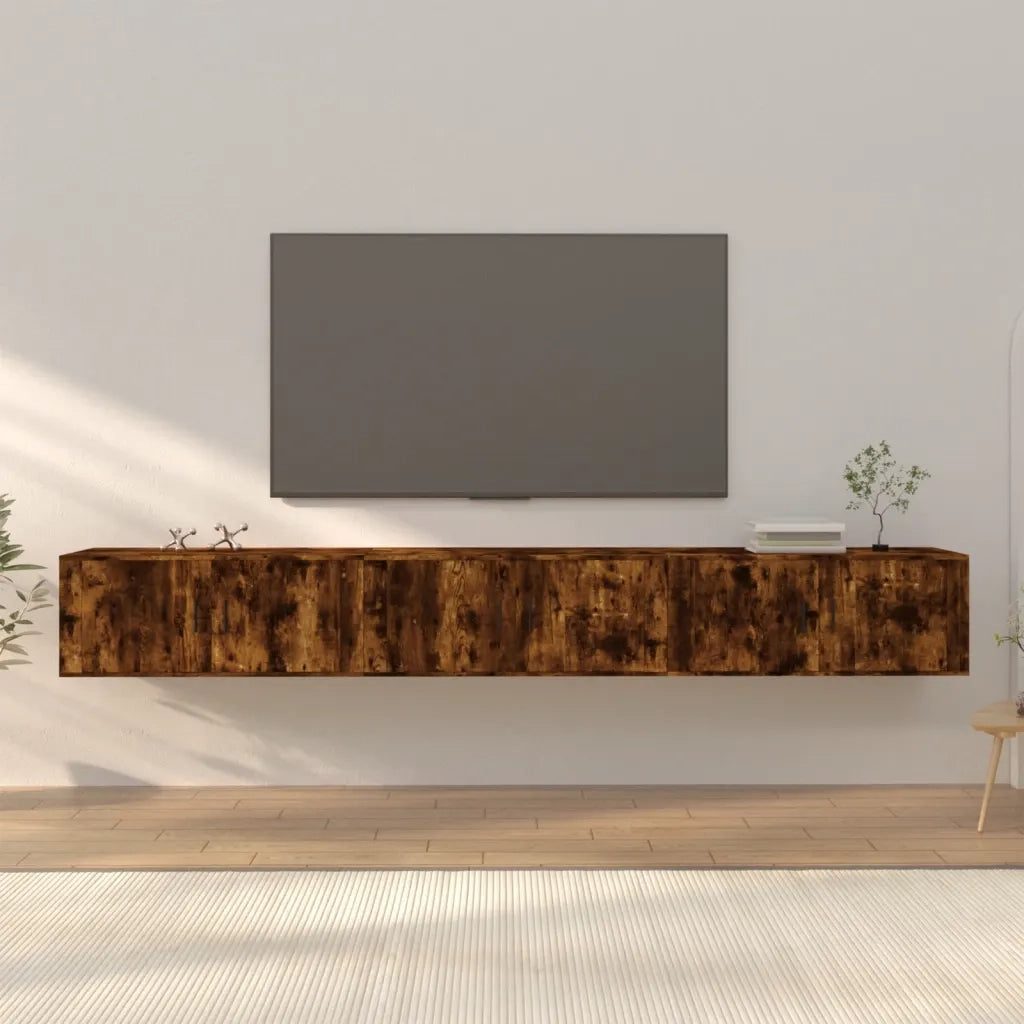 vidaXL Mobili Porta TV a Parete 3 pz Rovere Fumo 100x34,5x40 cm