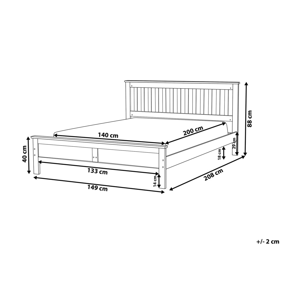 Letto matrimoniale moderno in legno massiccio con doghe in marrone chiaro 140 x 200 cm stile scandinavo