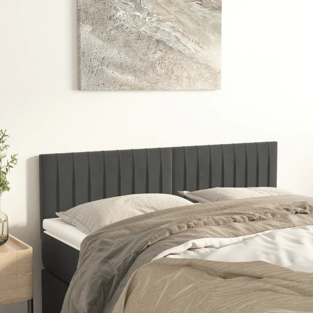 Testiera Grigio Scuro 144x5x78/88 cm in Velluto 346251