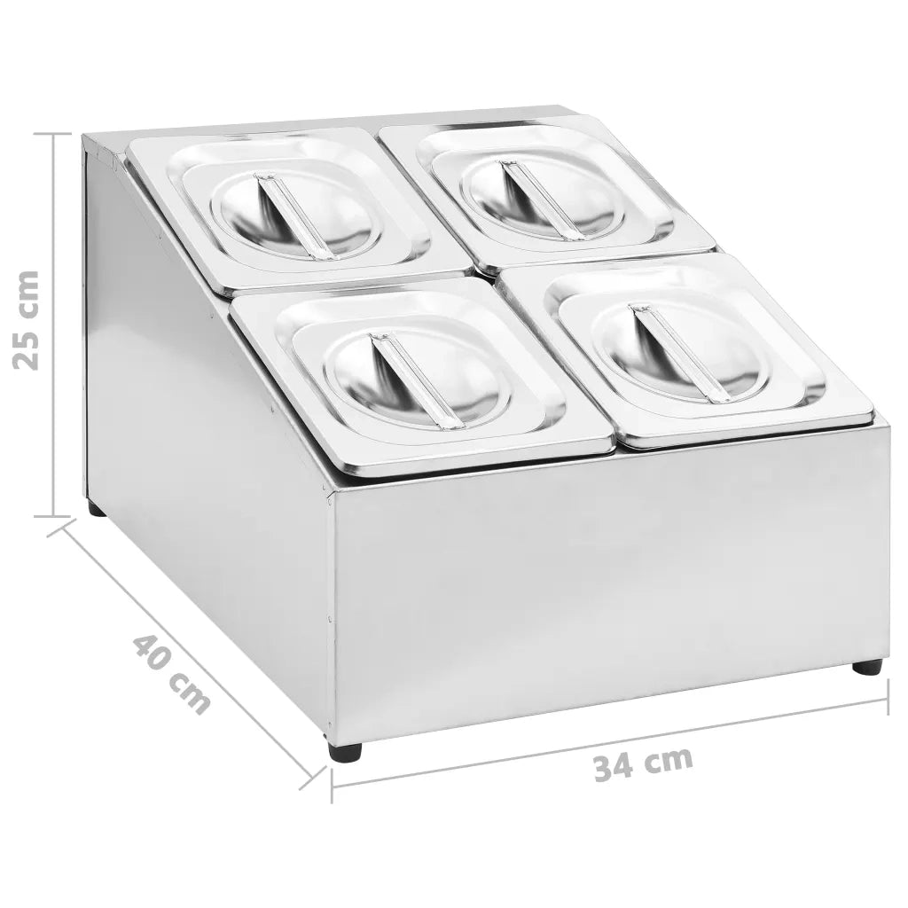 Supporto Gastronorm con 4 Contenitori GN 1/6 in Acciaio Inox 51223