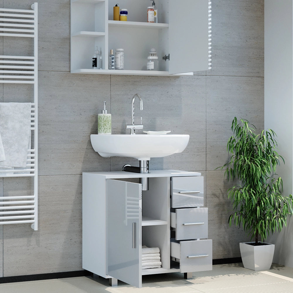 Vicco Set mobili bagno Bianco lucido 2 parti