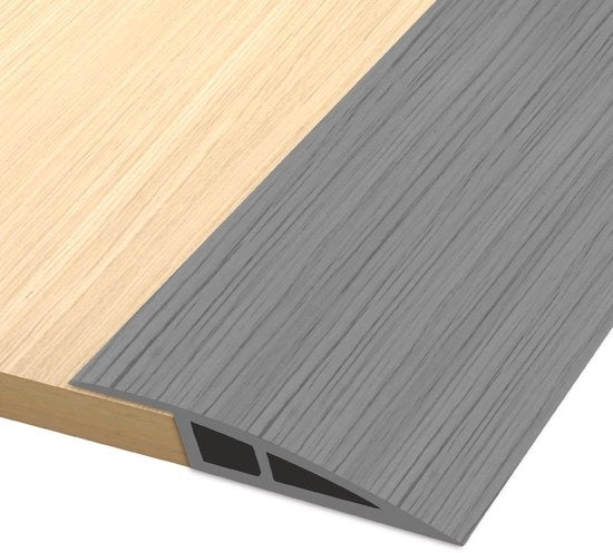 Striscia di copertura PVC per soglia, 1M * 5CM profilo di transizione autofibro, striscia di transizione per differenze di altezza di pavimento, copertura per pavimenti in parquet e laminati (grigio legno, per differenze da 5mm a 10mm)