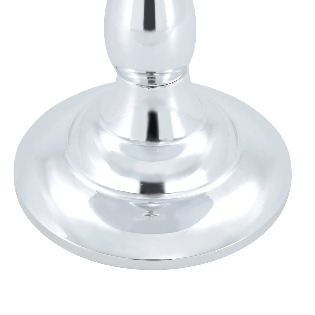 Tavolino basso rotondo in vetro temperato con base in metallo per soggiorno e camera da letto argento 50 × 51,5 cm