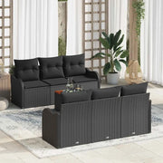 Set Divano da Giardino con archiviazione 7 pcs Nero polyrattan