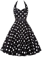 Vestito da donna anni '50 - Cocktail da sera - Abito da festa - Polka dotti - Tela aderente poliester - Cintura regolabile