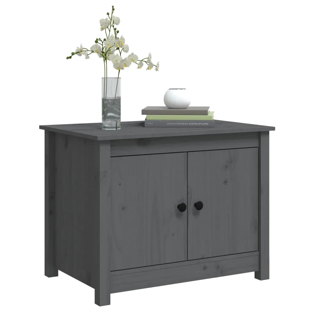 Tavolino da Salotto Grigio 71x49x55cm in Legno Massello di Pino 820928
