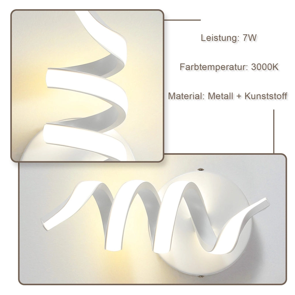ZMH Applique a LED per interni bianca moderna 7W bianco caldo per soggiorno