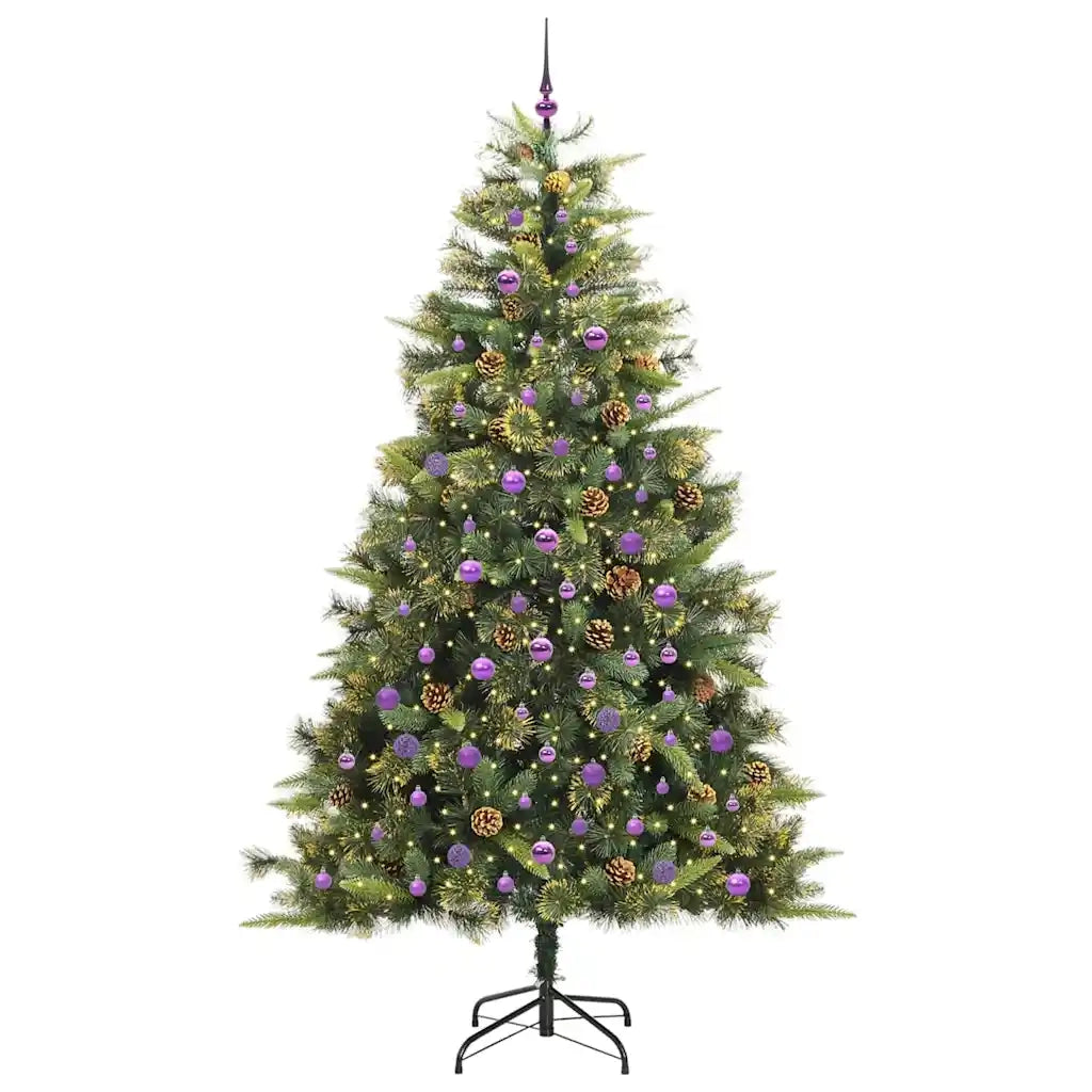 Albero di Natale artificiale pieghevole con coni Verde 240 cm 3395113